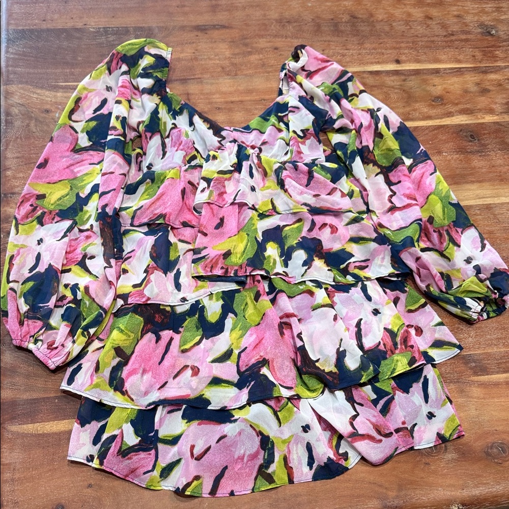 Abercrombie & Fitch Pink Floral Tiered Ruffle Dress